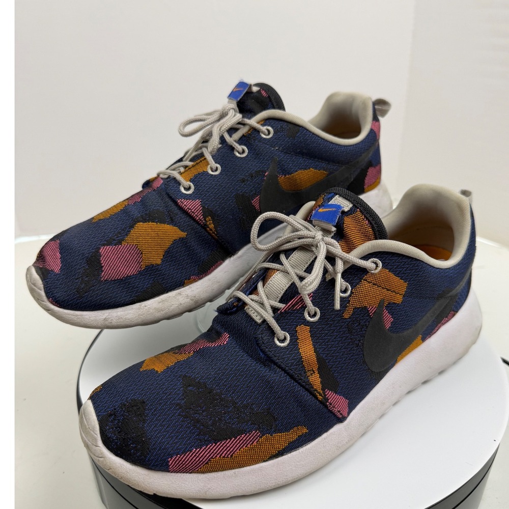Nike Roshe One Jacquard Women's 10.5 Blue Pink Orange Tennis Shoes Sneakers